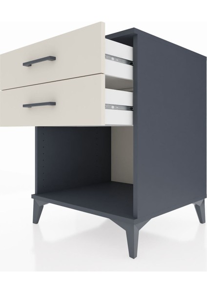 Kronos Komodin 2 Çekmeceli 60X59X80 Antrasit-Aytaşı indirimleri