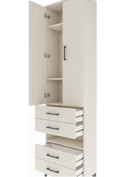 Arges Dolap 4 Raflı 4 Çekmeceli 2 Kapaklı 60X30X221 Aytaşı-Aytaşı indirimleri