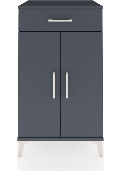 Hyperion Komodin 2 Raflı Tek Çekmeceli 2 Kapaklı 60X44X106 Antrasit-Antrasit