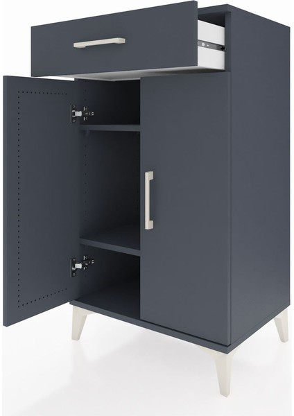 Hyperion Komodin 2 Raflı Tek Çekmeceli 2 Kapaklı 60X44X106 Antrasit-Antrasit fırsatları