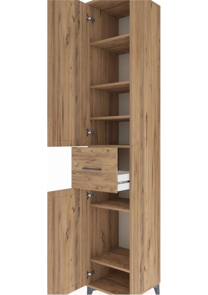 Hyperion Dolap 6 Raflı Tek Çekmeceli 2 Kapaklı 44X44X243 Çam-Çam indirimleri