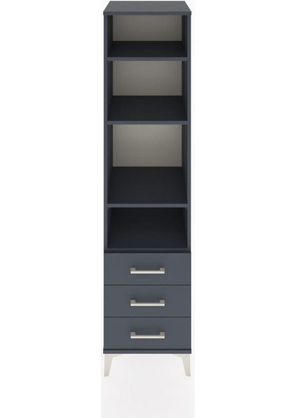 Hyperion Dolap 4 Raflı 3 Çekmeceli 44X44X182 Antrasit-Antrasit