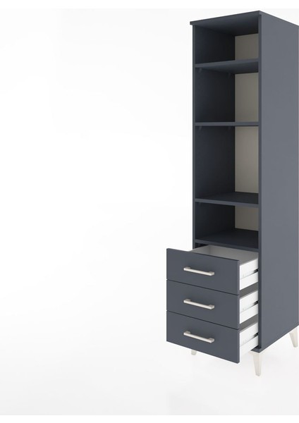 Hyperion Dolap 4 Raflı 3 Çekmeceli 44X44X182 Antrasit-Antrasit fırsatları