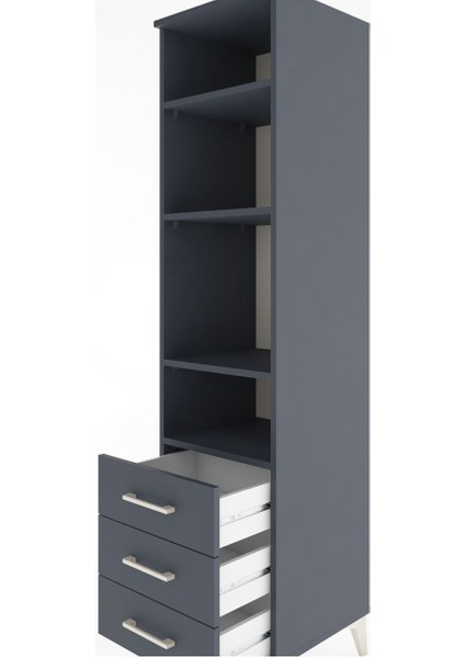 Hyperion Dolap 4 Raflı 3 Çekmeceli 44X44X182 Antrasit-Antrasit indirimleri