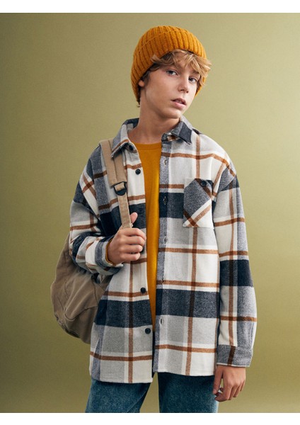 Yeni Sezon Uzun Kollu Ekose Erkek Çocuk Gömlek