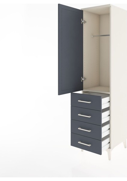 Hyperion Dolap Tek Raflı 4 Çekmeceli Tek Askılı 44X44X182 Aytaşı-Antrasit fırsatları