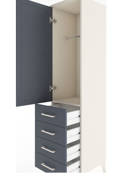 Hyperion Dolap Tek Raflı 4 Çekmeceli Tek Askılı 44X44X182 Aytaşı-Antrasit indirimleri