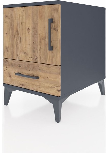 Kronos Komodin 2 Raflı Tek Çekmeceli Tek Kapaklı 44X59X64 Antrasit-Çam modelleri