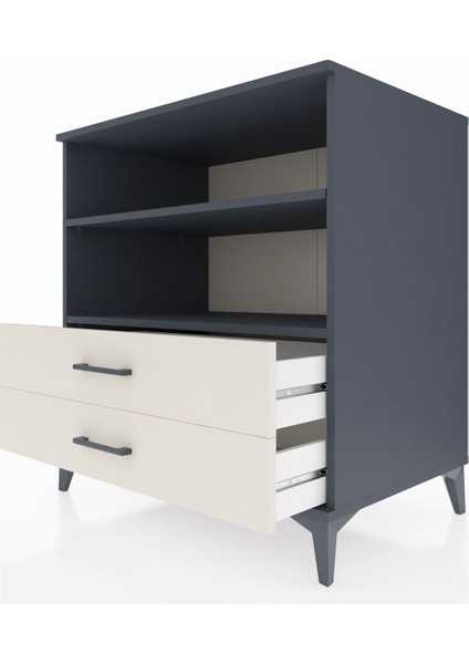 Kronos Şifonyer 2 Raflı 2 Çekmeceli 88X59X96 Antrasit-Aytaşı indirimleri