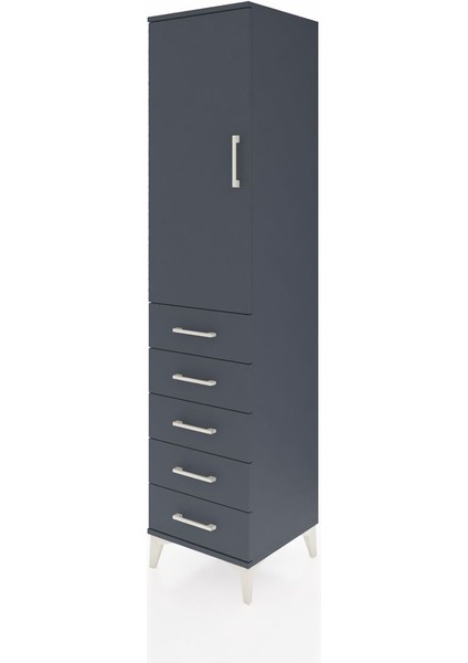 Hyperion Dolap 3 Raflı 5 Çekmeceli Tek Kapaklı 44X44X195 Antrasit-Antrasit modelleri