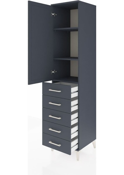 Hyperion Dolap 3 Raflı 5 Çekmeceli Tek Kapaklı 44X44X195 Antrasit-Antrasit fırsatları