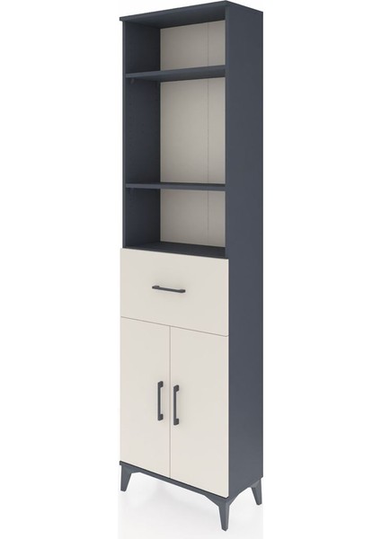 Arges Dolap 4 Raflı Tek Çekmeceli 2 Kapaklı 60X30X221 Antrasit-Aytaşı modelleri