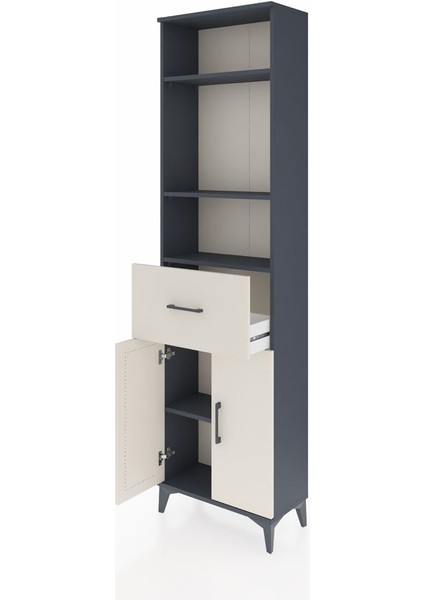 Arges Dolap 4 Raflı Tek Çekmeceli 2 Kapaklı 60X30X221 Antrasit-Aytaşı fırsatları