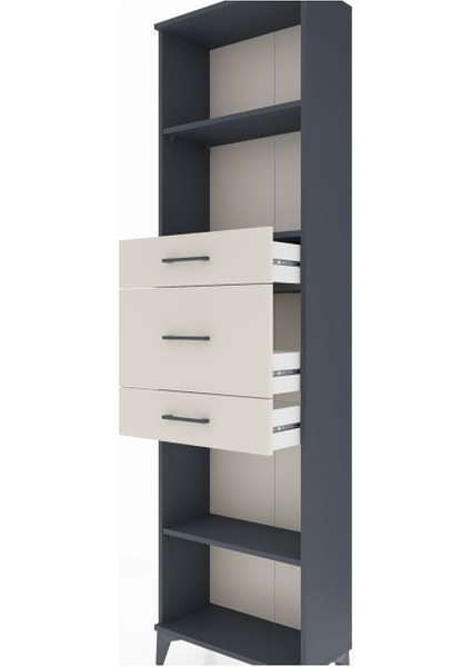 Arges Dolap 3 Raflı 3 Çekmeceli 60X30X221 Antrasit-Aytaşı indirimleri