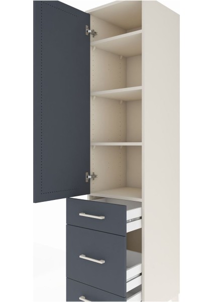 Hyperion Dolap 4 Raflı 3 Çekmeceli Tek Kapaklı 44X44X195 Aytaşı-Antrasit indirimleri