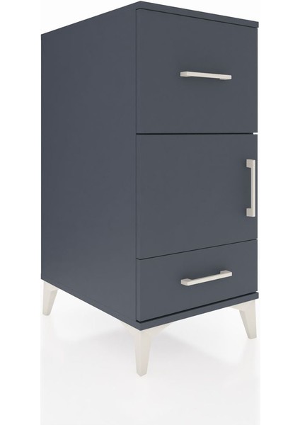 Kronos Komodin Tek Raflı 2 Çekmeceli Tek Kapaklı 44X59X96 Antrasit-Antrasit fiyatları