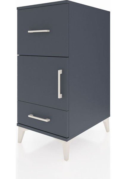 Kronos Komodin Tek Raflı 2 Çekmeceli Tek Kapaklı 44X59X96 Antrasit-Antrasit modelleri