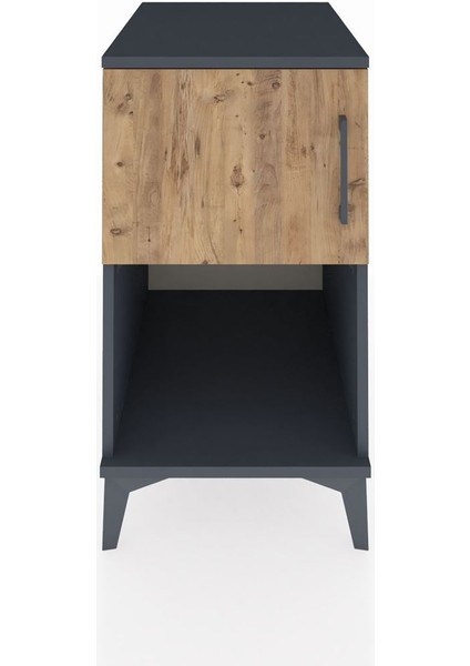 Kronos Komodin 2 Raflı Tek Kapaklı 44X59X80 Antrasit-Çam