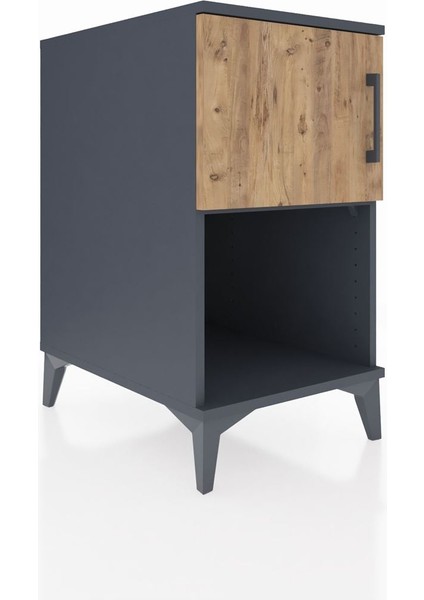 Kronos Komodin 2 Raflı Tek Kapaklı 44X59X80 Antrasit-Çam fiyatları