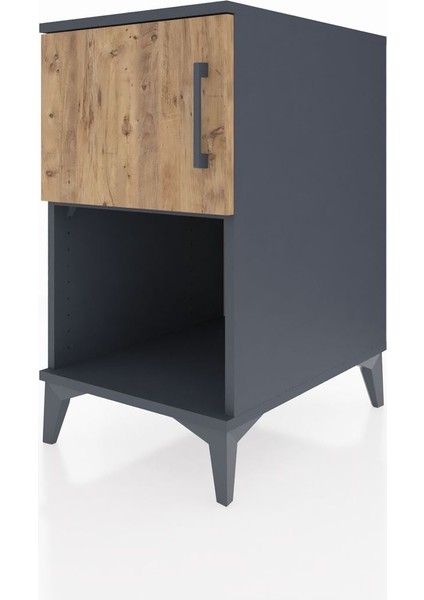 Kronos Komodin 2 Raflı Tek Kapaklı 44X59X80 Antrasit-Çam modelleri