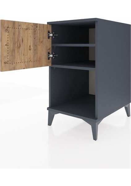 Kronos Komodin 2 Raflı Tek Kapaklı 44X59X80 Antrasit-Çam fırsatları