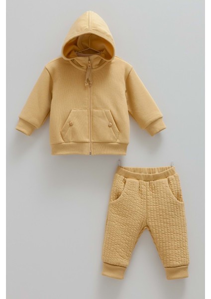 Anımals World Kanguru Cepli Sırt Nakışlı Kapüşonlu Üçlü Alt Üst Takım - Caramell - TKE2097 - Sarı - 3 - 6 Ay - TKE2097-SARI-3 - 6 Ay Sarı