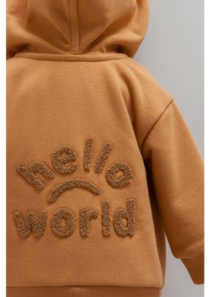 Anımals World Kanguru Cepli Sırt Nakışlı Kapüşonlu Üçlü Alt Üst Takım - Caramell - TKE2097 - Sarı - 3 - 6 Ay - TKE2097-SARI-3 - 6 Ay Sarı modelleri