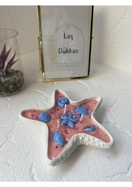 Deniz Yıldızı Dekoratif Tabaklı Kokulu ve Işıltılı Konsept Mum modelleri