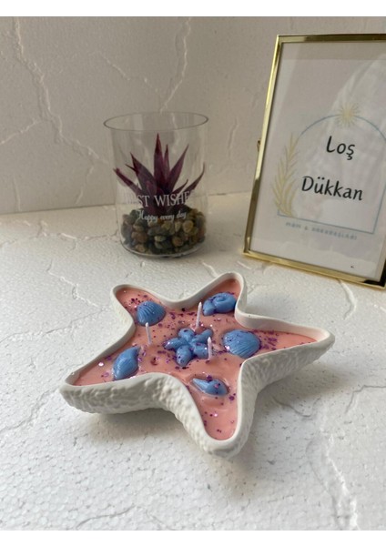 Deniz Yıldızı Dekoratif Tabaklı Kokulu ve Işıltılı Konsept Mum fırsatları