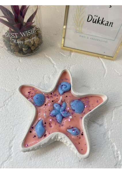 Deniz Yıldızı Dekoratif Tabaklı Kokulu ve Işıltılı Konsept Mum indirimleri