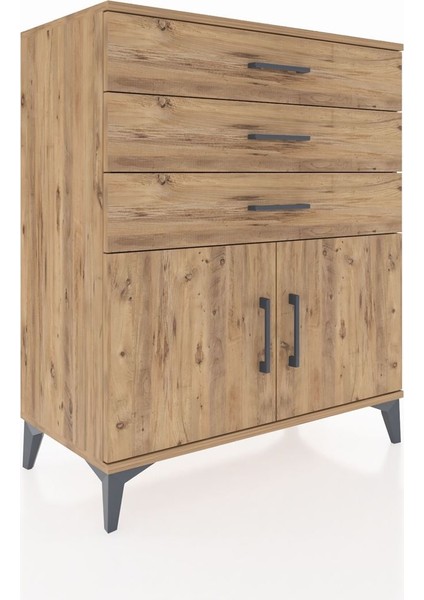 Hyperion Şifonyer Tek Raflı 3 Çekmeceli 2 Kapaklı 88X44X106 Çam-Çam fiyatları