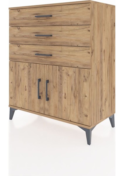 Hyperion Şifonyer Tek Raflı 3 Çekmeceli 2 Kapaklı 88X44X106 Çam-Çam modelleri