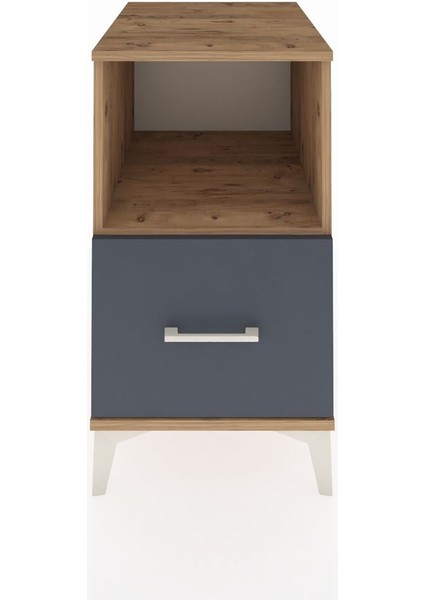 Kronos Komodin Tek Raflı Tek Çekmeceli 44X59X80 Çam-Antrasit