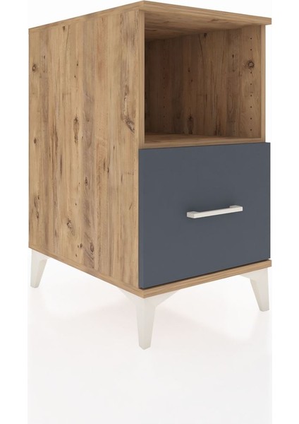 Kronos Komodin Tek Raflı Tek Çekmeceli 44X59X80 Çam-Antrasit fiyatları