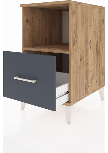 Kronos Komodin Tek Raflı Tek Çekmeceli 44X59X80 Çam-Antrasit fırsatları