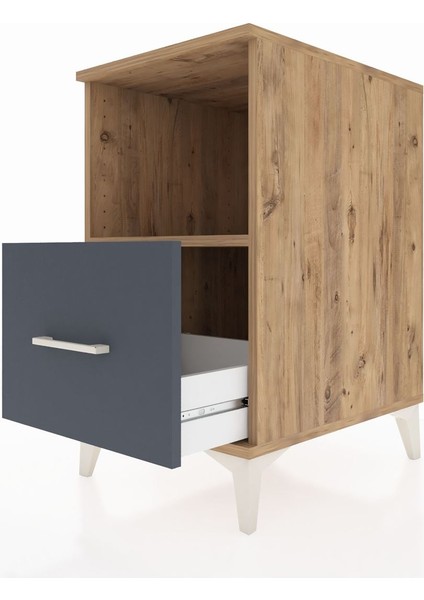 Kronos Komodin Tek Raflı Tek Çekmeceli 44X59X80 Çam-Antrasit indirimleri