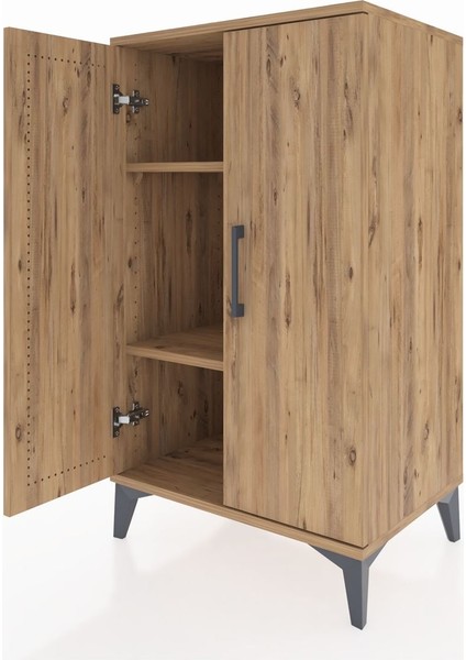 Hyperion Komodin 2 Raflı 2 Kapaklı 60X44X106 Çam-Çam fırsatları