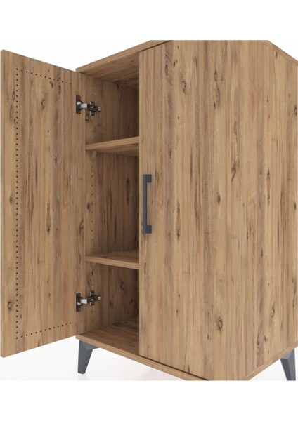 Hyperion Komodin 2 Raflı 2 Kapaklı 60X44X106 Çam-Çam indirimleri