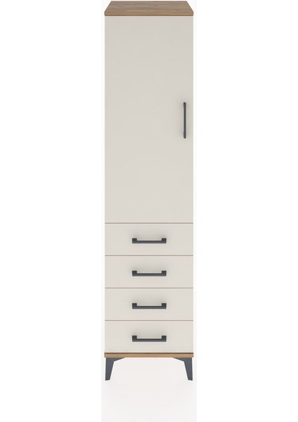 Hyperion Dolap 2 Raflı 4 Çekmeceli Tek Kapaklı 44X44X182 Çam-Aytaşı