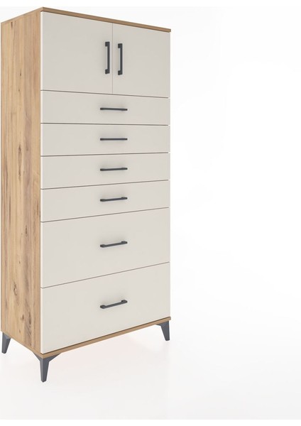 Hyperion Dolap Tek Raflı 6 Çekmeceli 2 Kapaklı 88X44X182 Çam-Aytaşı fiyatları