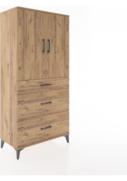 Hyperion Dolap 2 Raflı 3 Çekmeceli 2 Kapaklı 88X44X182 Çam-Çam fiyatları