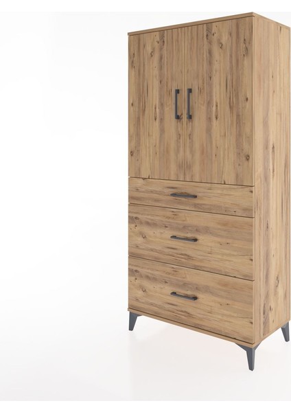Hyperion Dolap 2 Raflı 3 Çekmeceli 2 Kapaklı 88X44X182 Çam-Çam modelleri