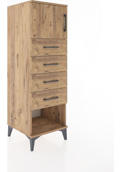 Hyperion Dolap Tek Raflı 4 Çekmeceli Tek Kapaklı 44X44X134 Çam-Çam fiyatları