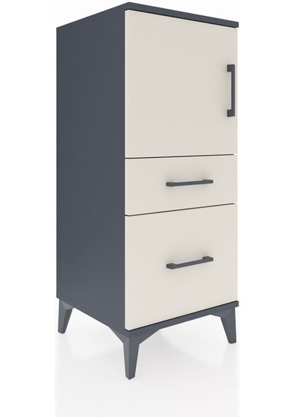 Hyperion Komodin 2 Raflı 2 Çekmeceli Tek Kapaklı 44X44X106 Antrasit-Aytaşı fiyatları