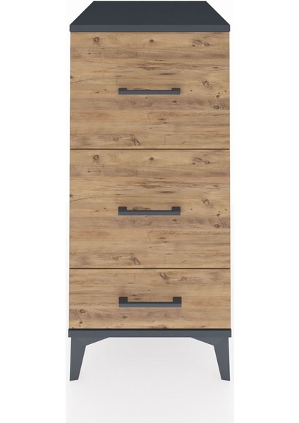 Kronos Komodin 3 Çekmeceli 44X59X96 Antrasit-Çam
