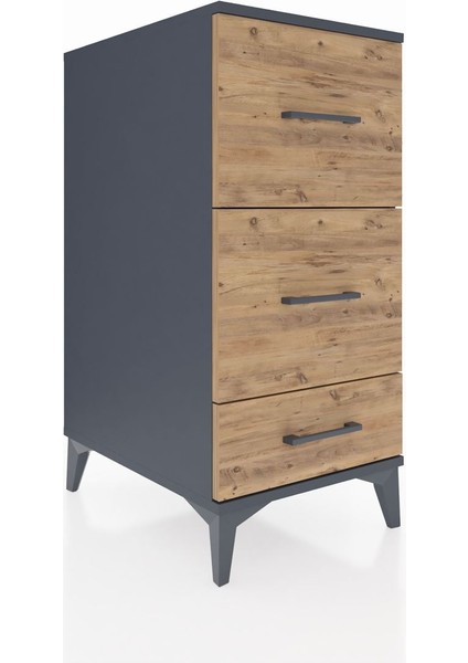 Kronos Komodin 3 Çekmeceli 44X59X96 Antrasit-Çam fiyatları