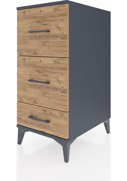 Kronos Komodin 3 Çekmeceli 44X59X96 Antrasit-Çam modelleri