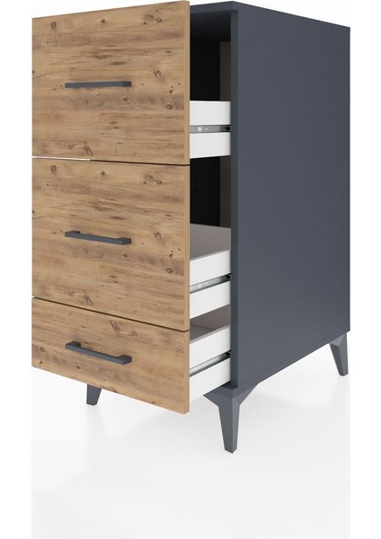 Kronos Komodin 3 Çekmeceli 44X59X96 Antrasit-Çam fırsatları