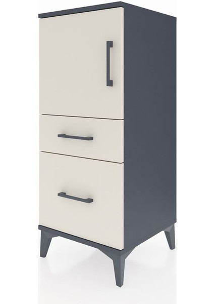 Hyperion Komodin 2 Raflı 2 Çekmeceli Tek Kapaklı 44X44X106 Antrasit-Aytaşı modelleri