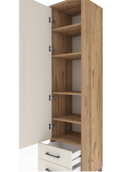 Hyperion Dolap 5 Raflı 2 Çekmeceli Tek Kapaklı 44X44X195 Çam-Aytaşı indirimleri